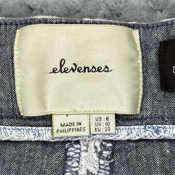 Elevenses The Brighton Anthropologie Women’s Blue Linen Blend Lace Wide Pants 6 - Picture 5 of 6